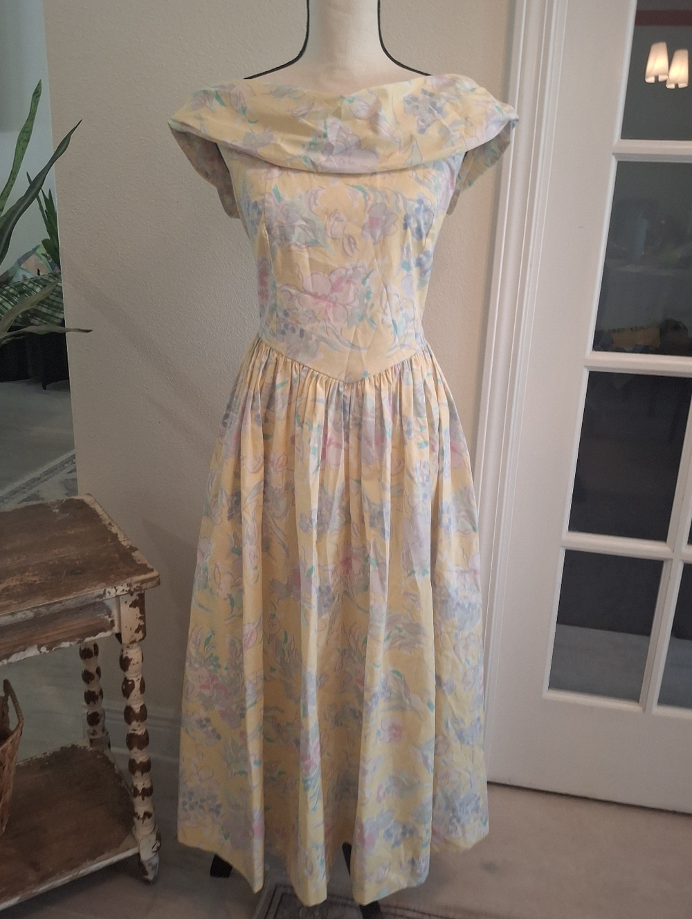 Vintage Laura Ashley Pastel Yellow Floral Dress